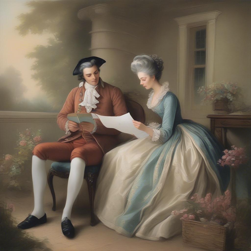 A Couple Reading a Love Letter in the 18th Century