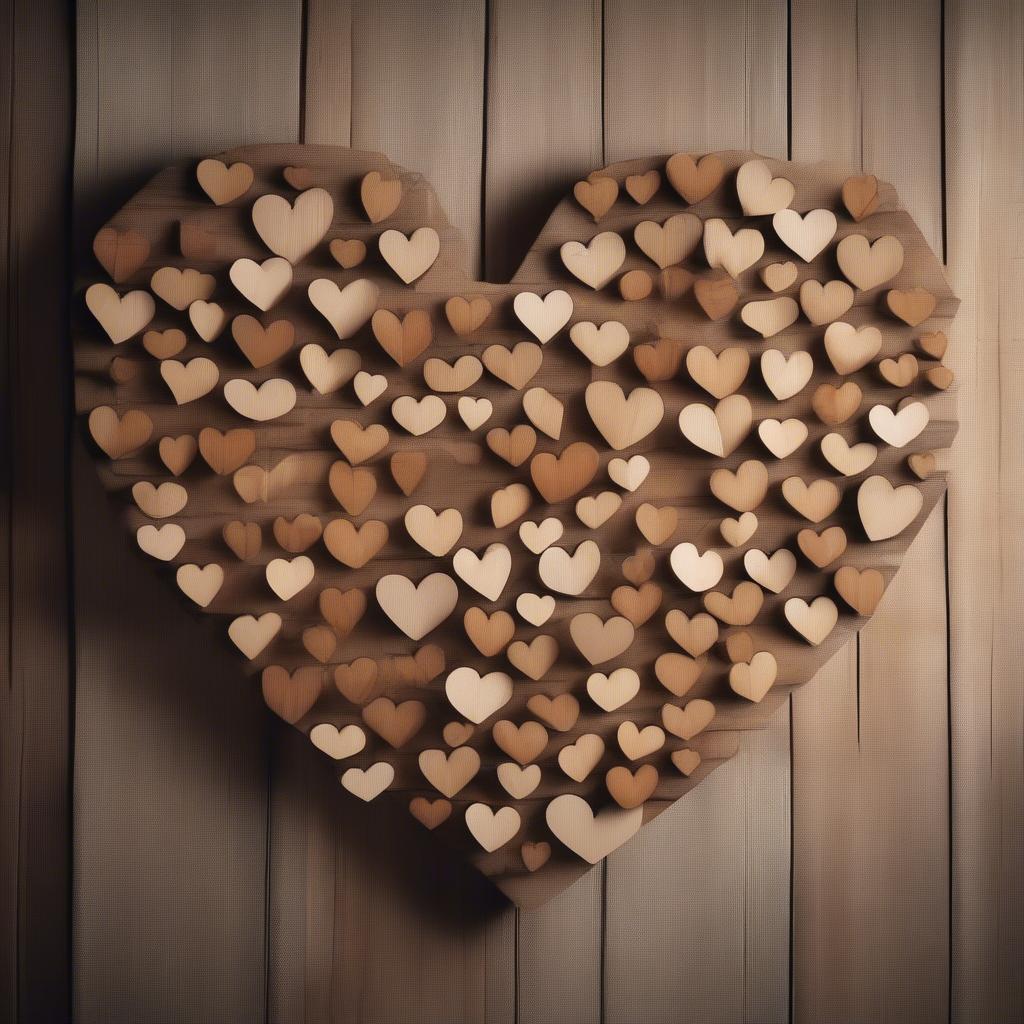 Wooden Hearts 3D Love Quote