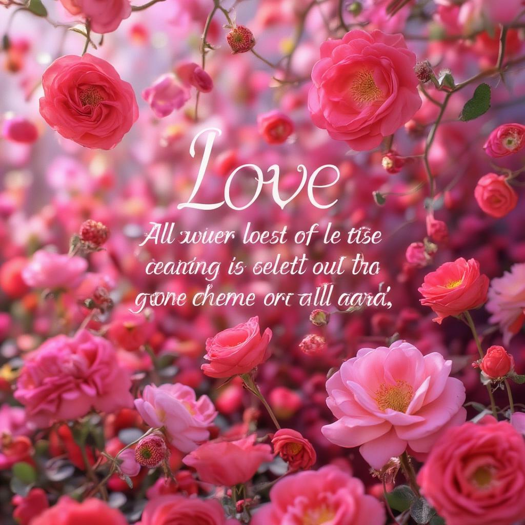 3D Love Wallpaper with Rose Petals and Inspiring Quotes