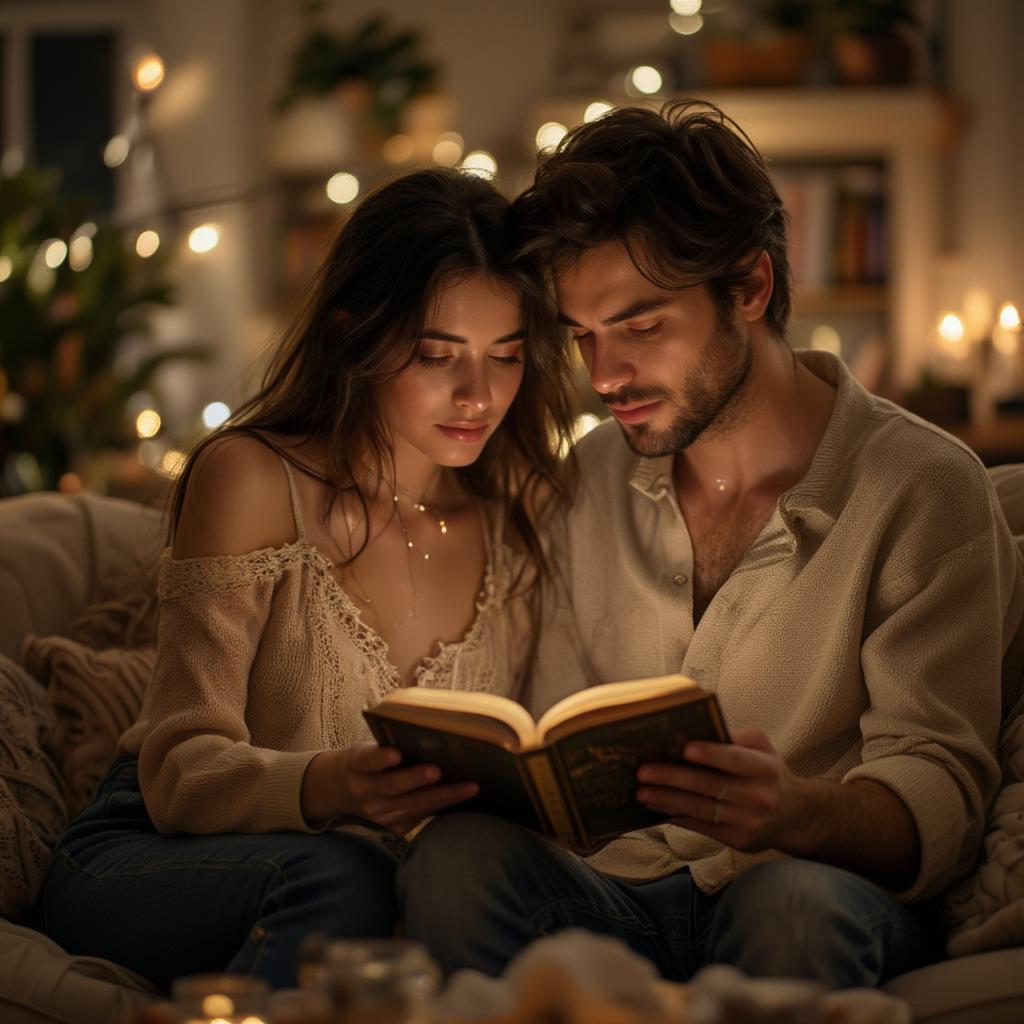 Couple Reading Love Quotes Together