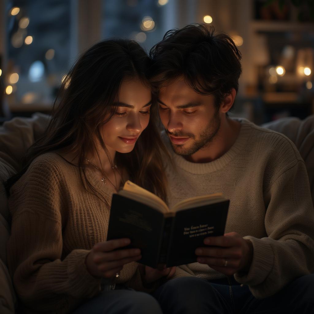 A Couple Reading Love Quotes Together