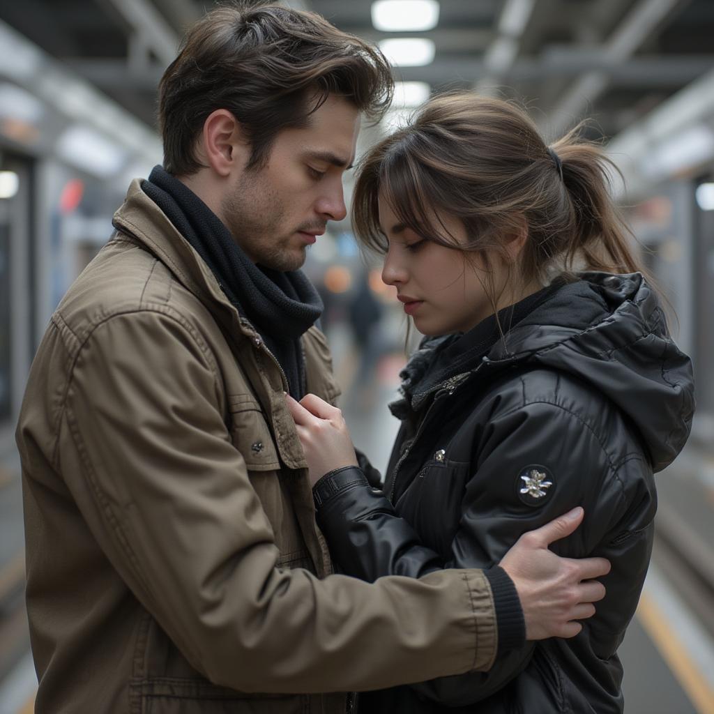 Couple embracing, symbolizing the pain of separation.