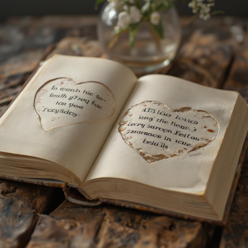 Open Book with Heart Shaped Page and Abstinence Quote