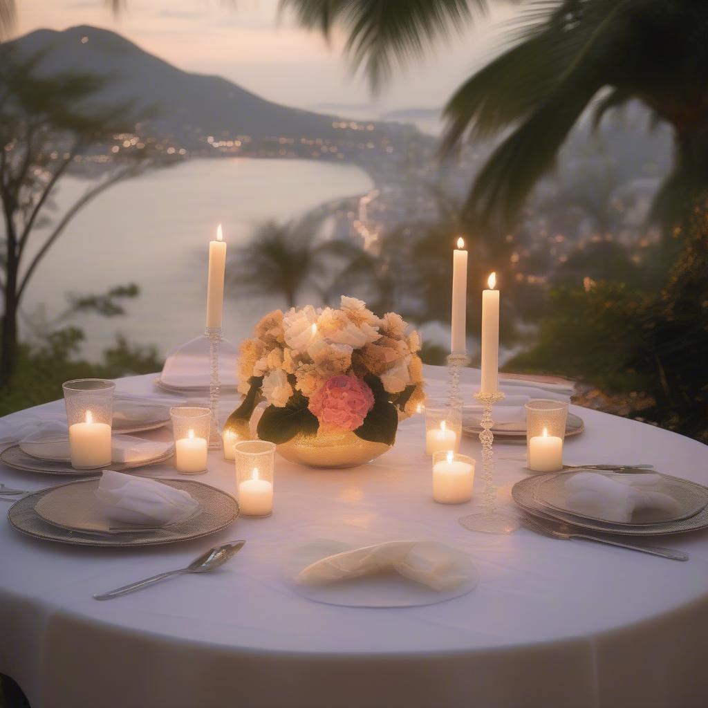 Couple enjoying a romantic dinner with an ocean view in Acapulco