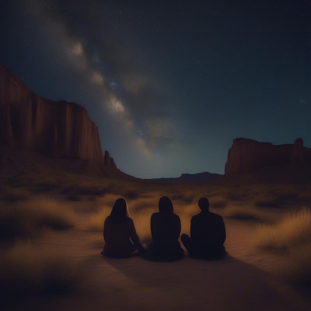 Couple Stargazing in Utah Desert