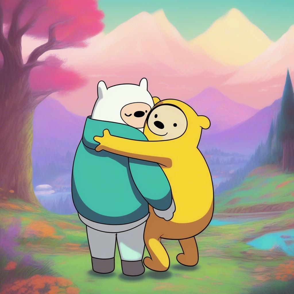 Finn and Jake Embracing