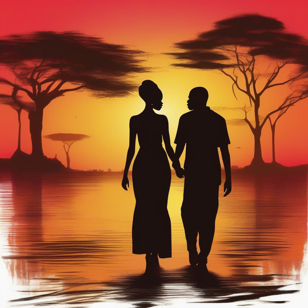 Couple Holding Hands at Sunset in Africa