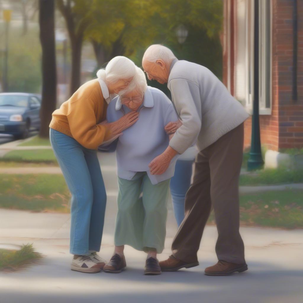 Couple Showing Agape Love by Helping Elderly Person