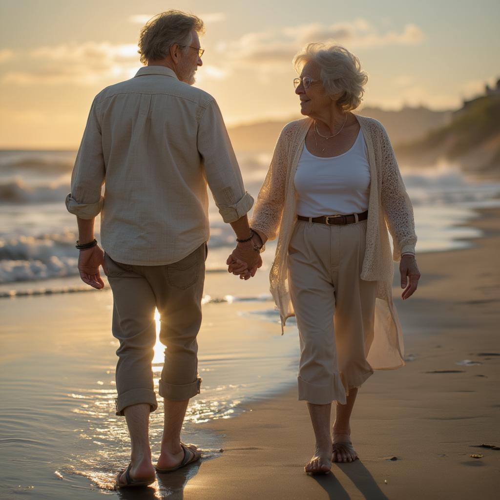 Elderly Couple Holding Hands