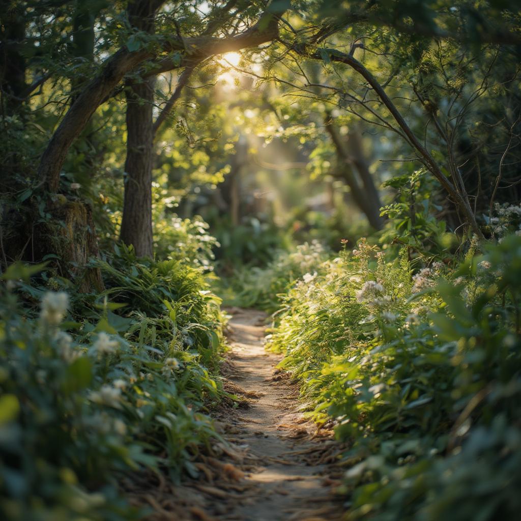 A path winding through a forest, symbolizing the journey of healing and moving forward