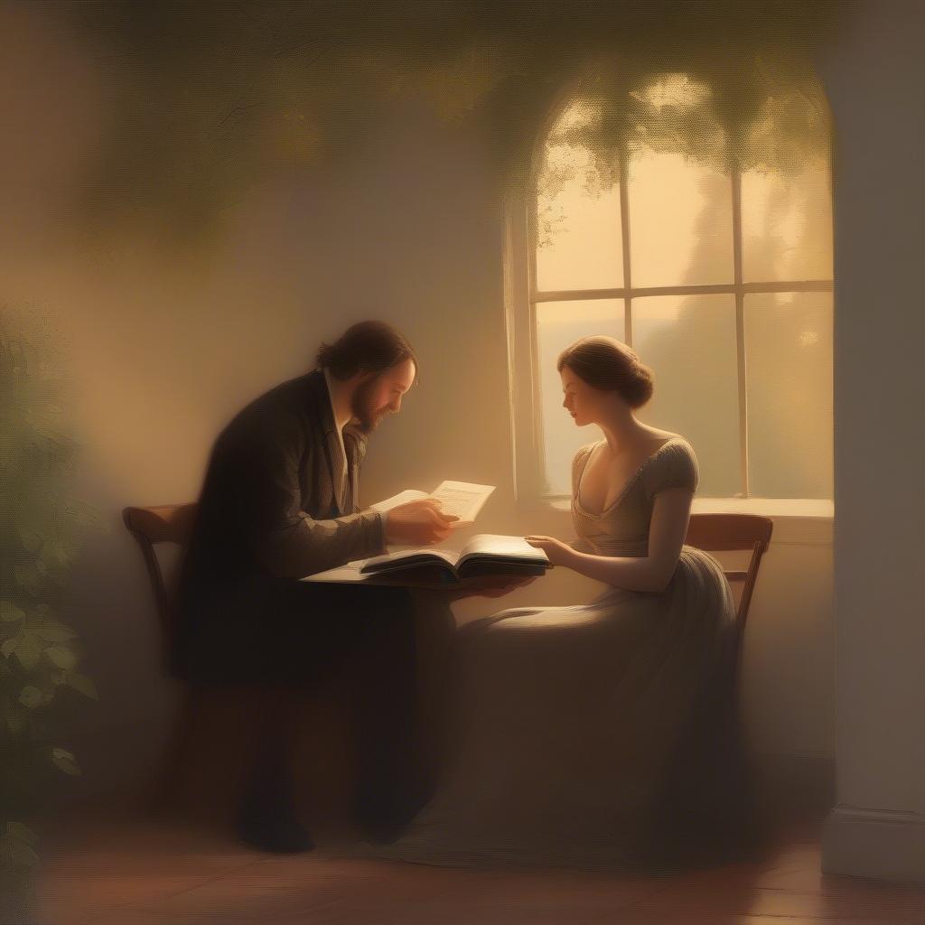 Couple reading Tennyson's poetry together