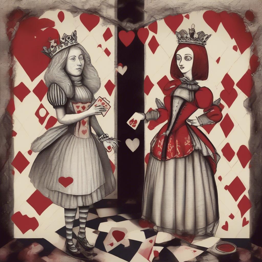 Alice and the Queen of Hearts Representing Challenges in Love