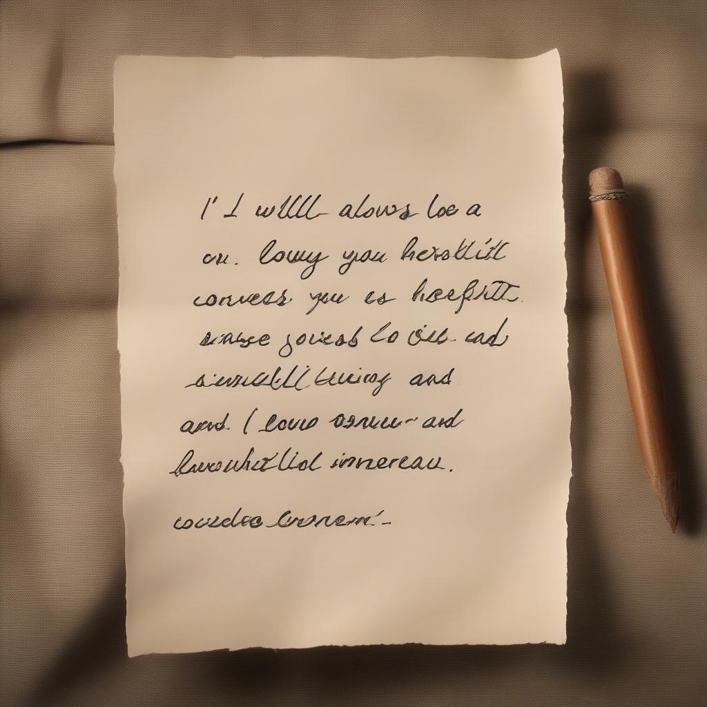 Handwritten "I Will Always Love You" Note on Rustic Paper