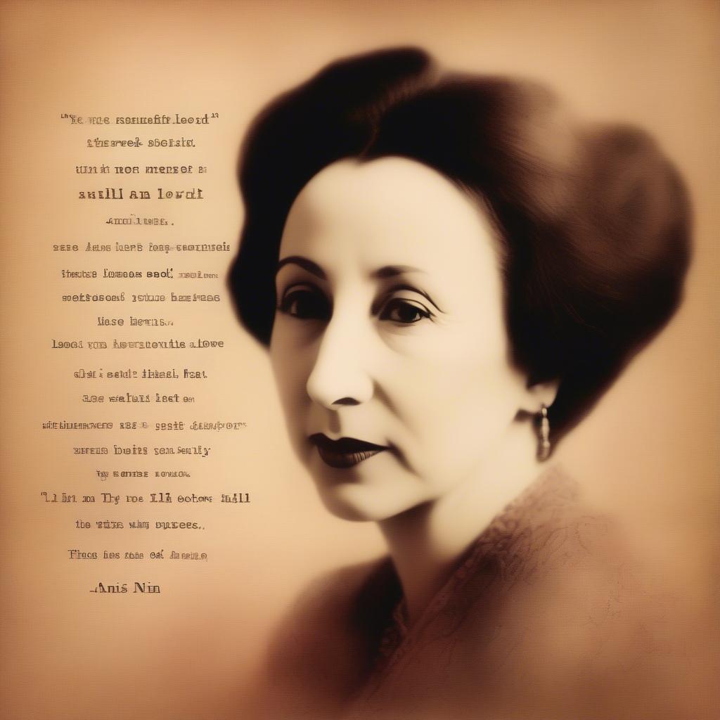 Anais Nin Portrait with Love Quotes Overlay