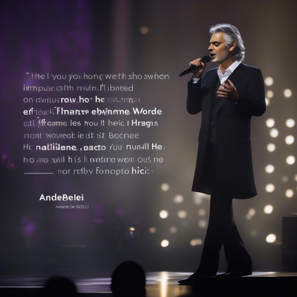 Andrea Bocelli sharing inspiring love quotes during a performance.