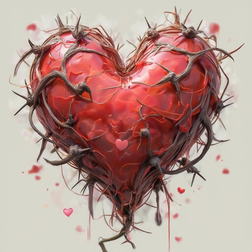 A heart shielded by thorns, representing vulnerability and anger.