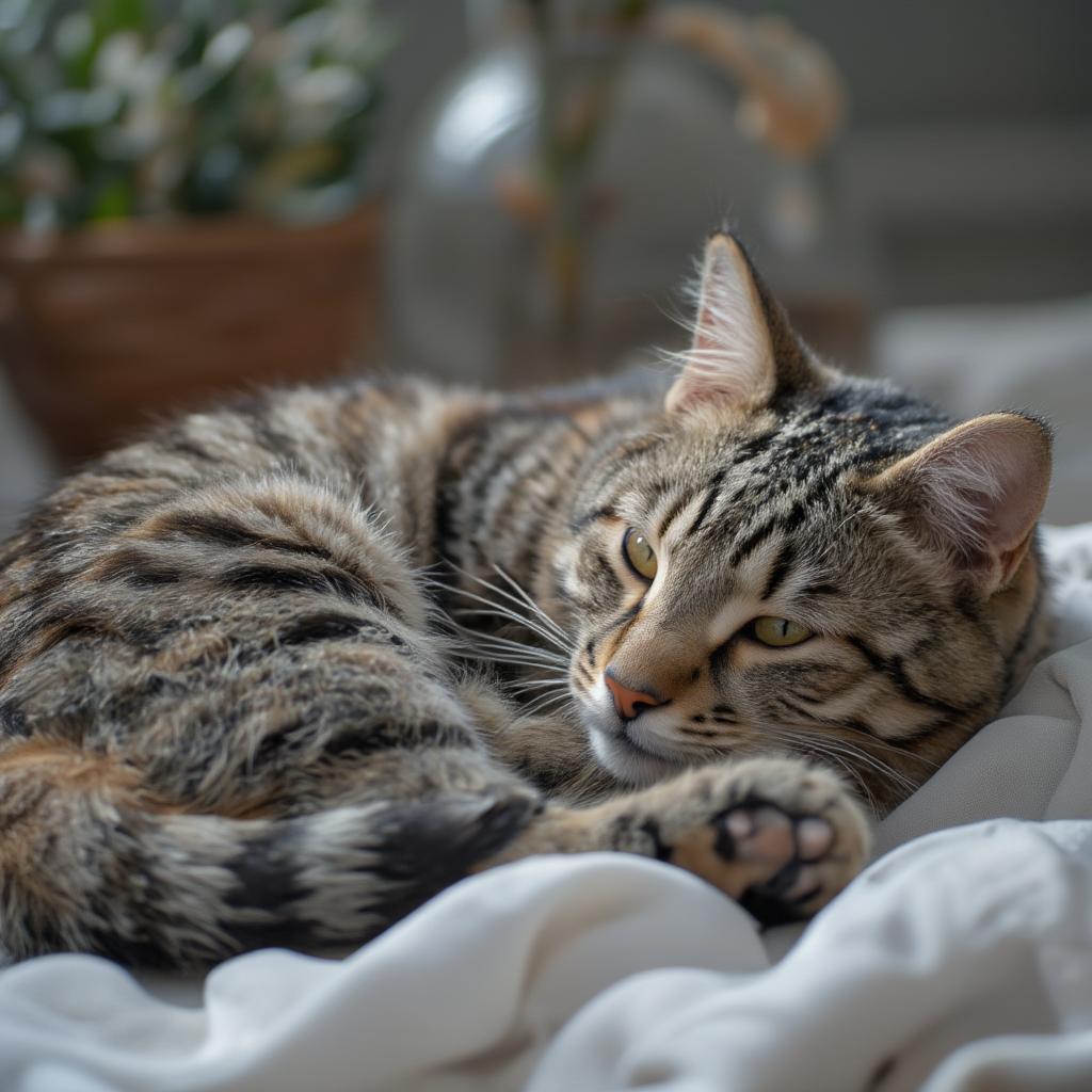 A cat peacefully sleeping, representing the comfort and companionship animals provide.