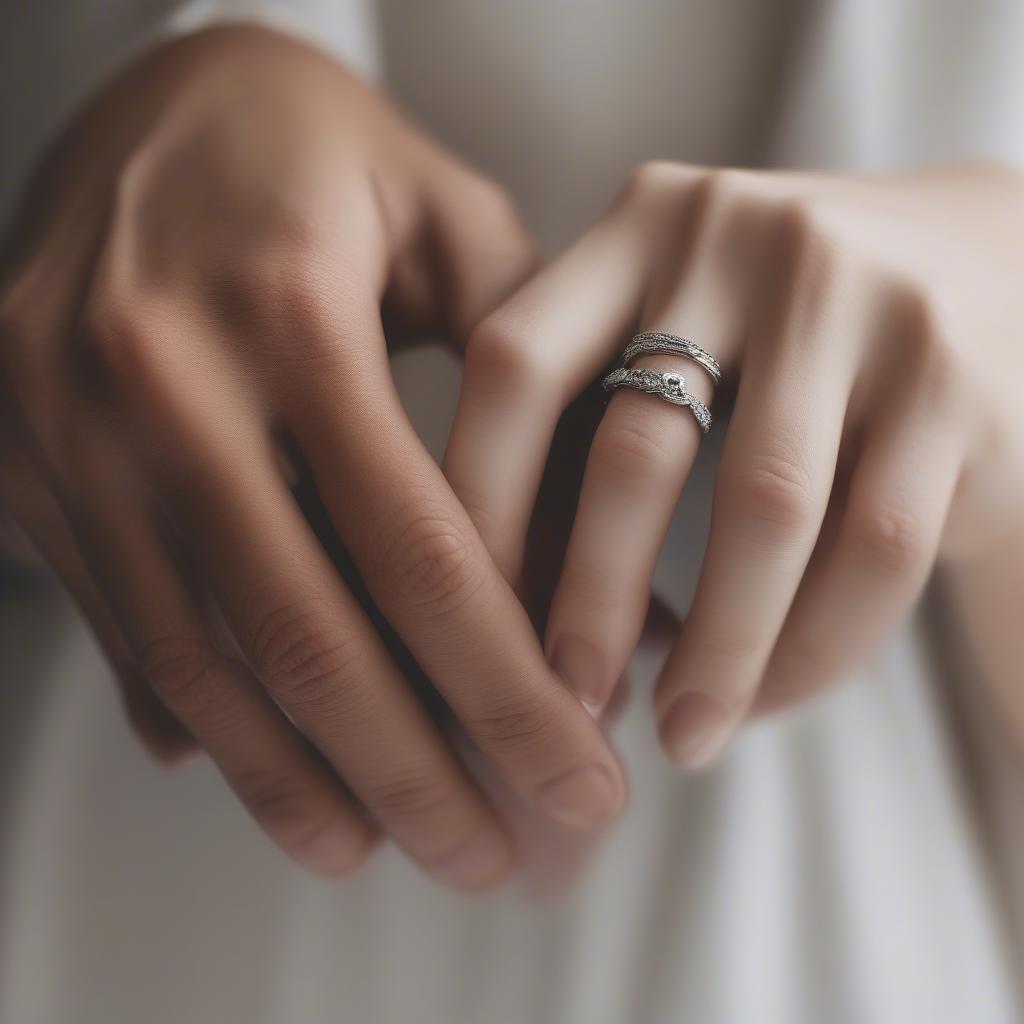 Couple holding hands on their anniversary.