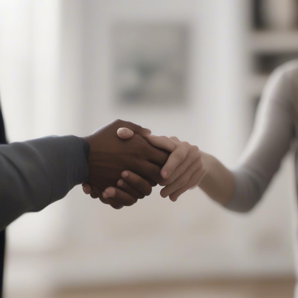 Couple holding hands after an argument