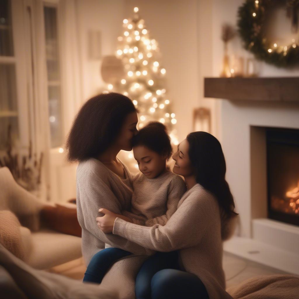 A warm hug between family members expressing love and appreciation