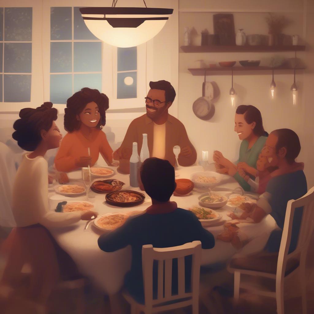 Family Enjoying Dinner Together