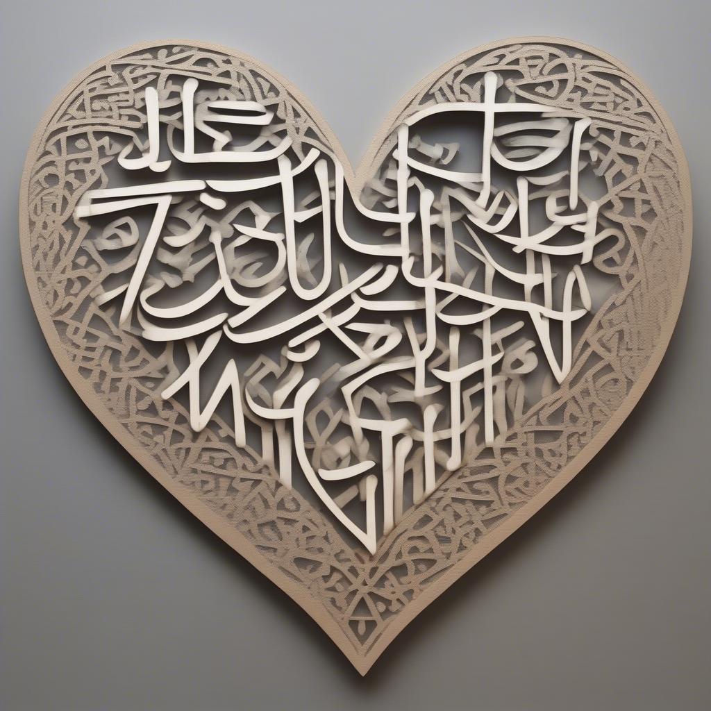 Heart Shaped Arabic Calligraphy with Love Quote