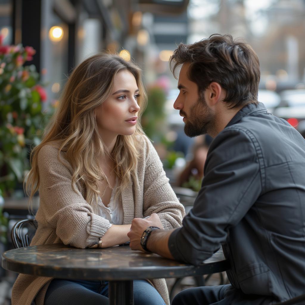 Couple talking deeply, showcasing attentive listening