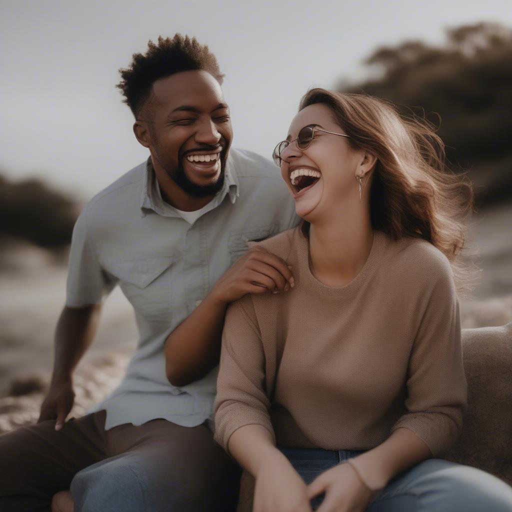 Candid Photo of a Couple Laughing