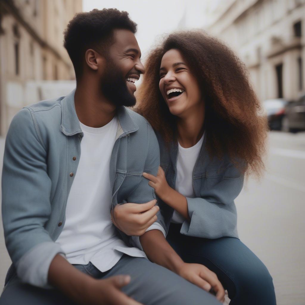 Authentic Couple Laughing Together