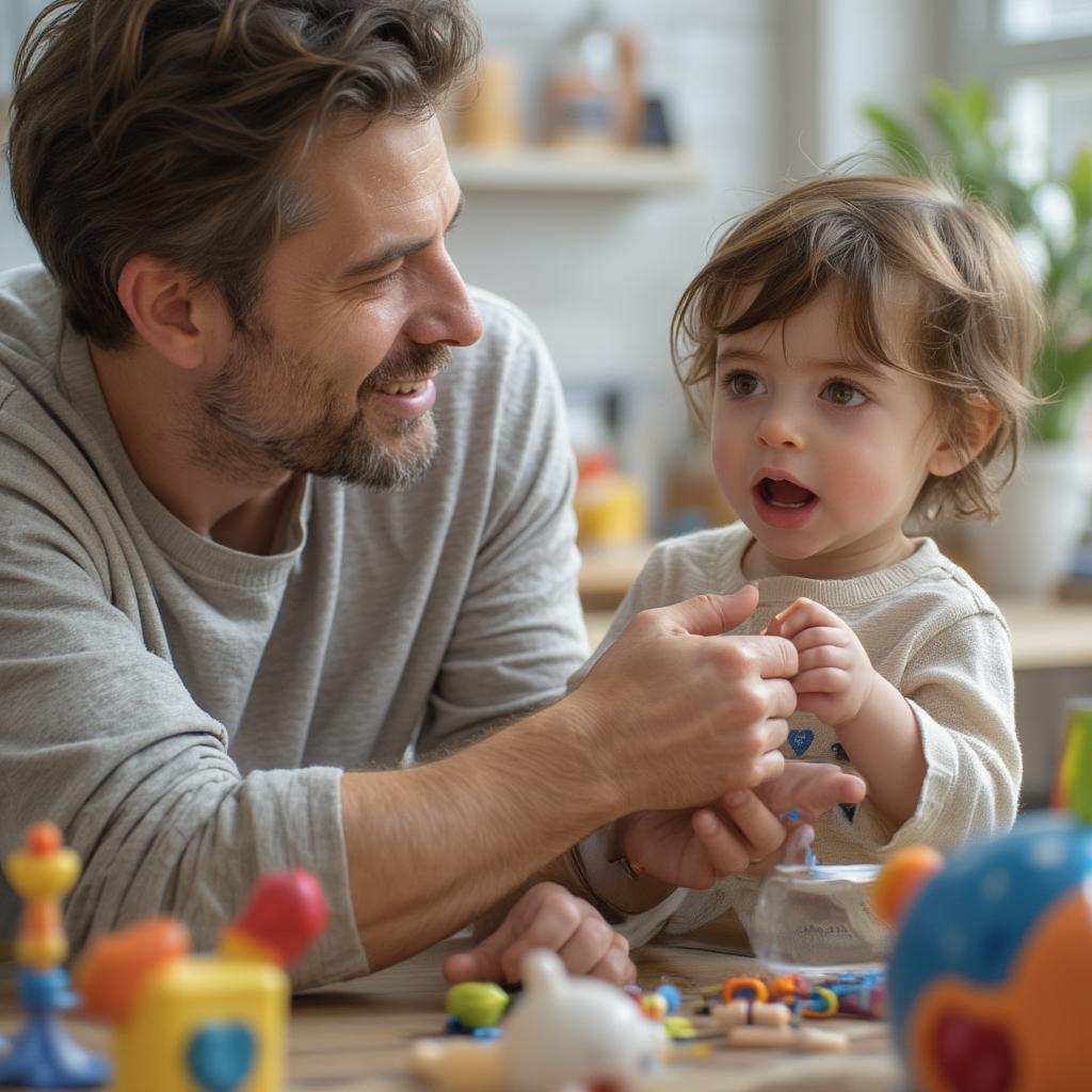 Uncle playing with his baby boy nephew