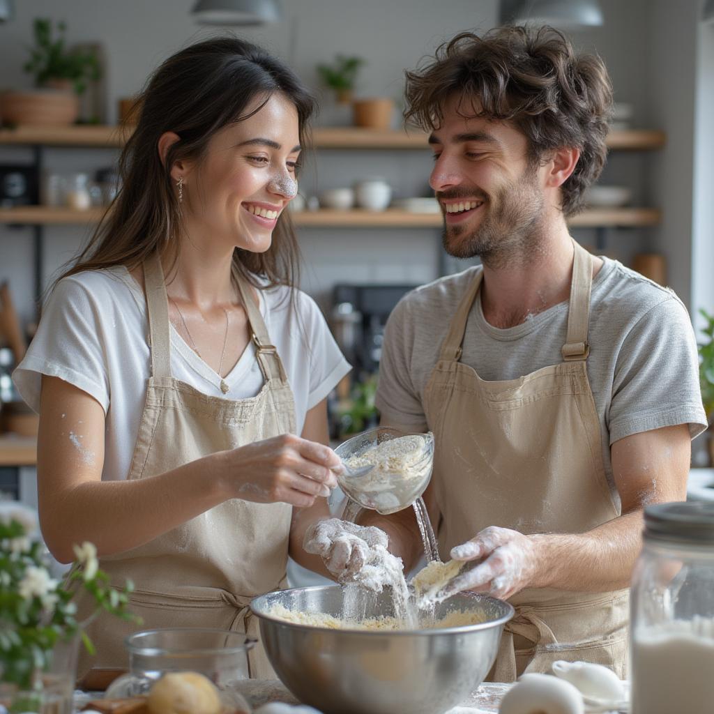 Couple Baking Together