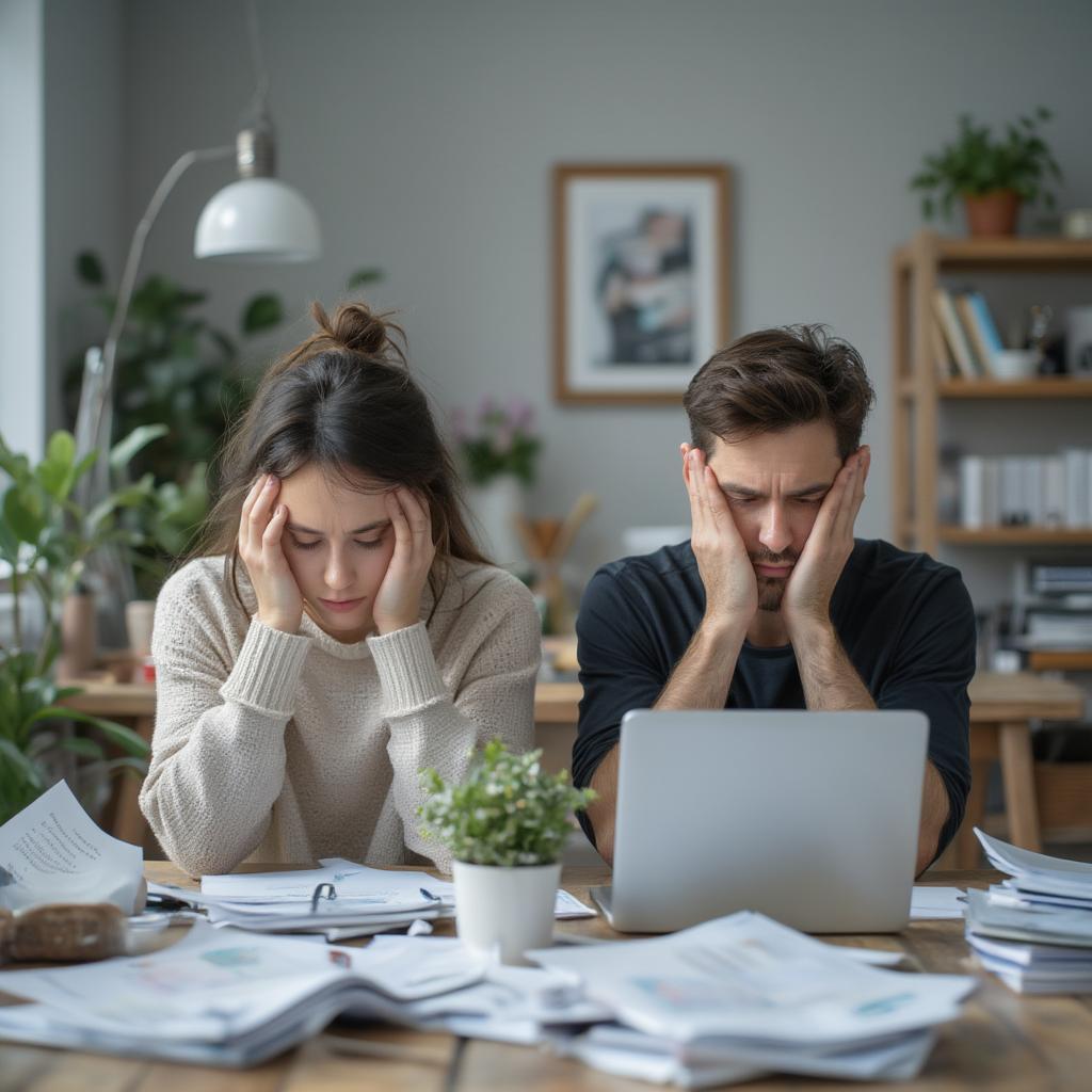 Couple Stressed from Balancing Love and Work