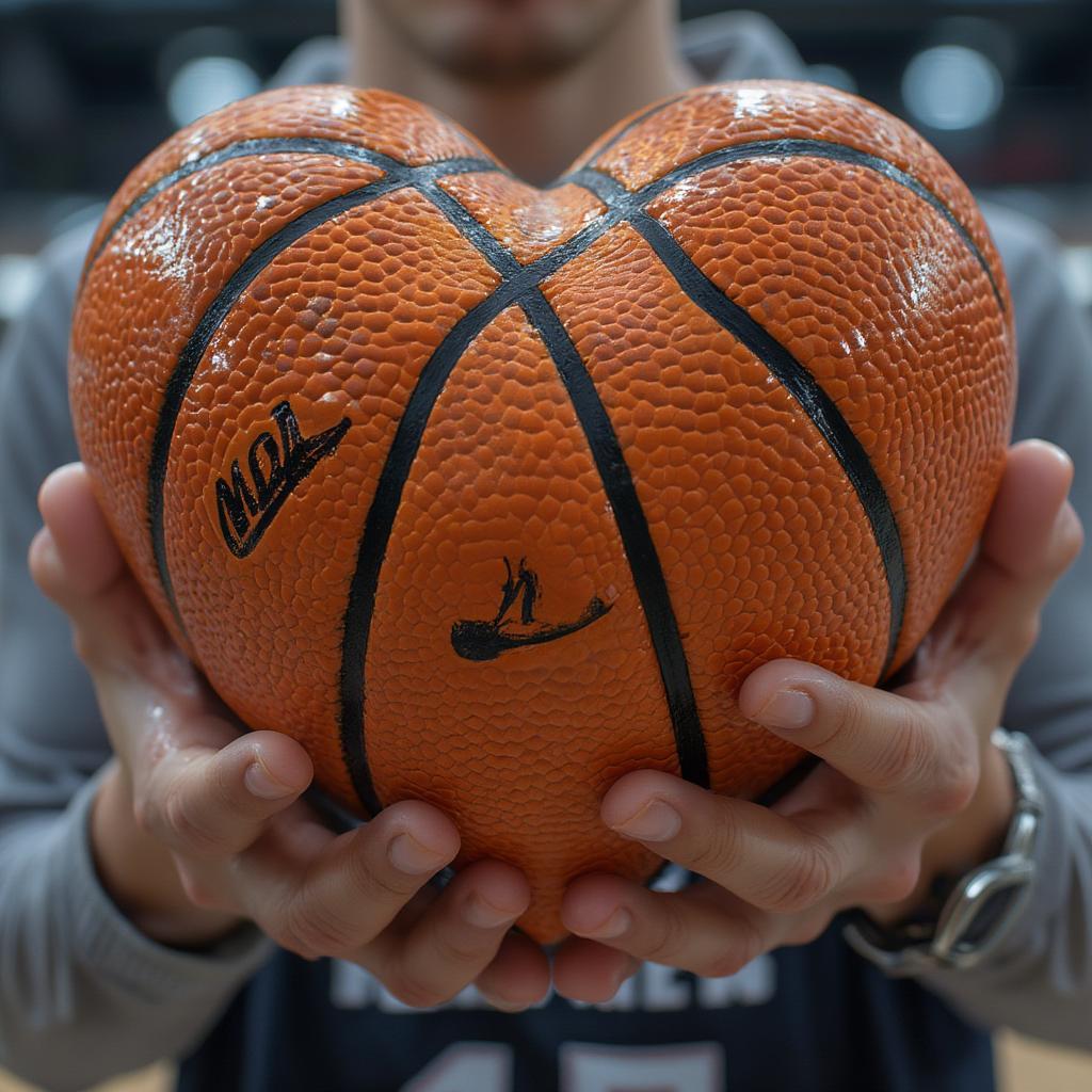 A heart-shaped basketball