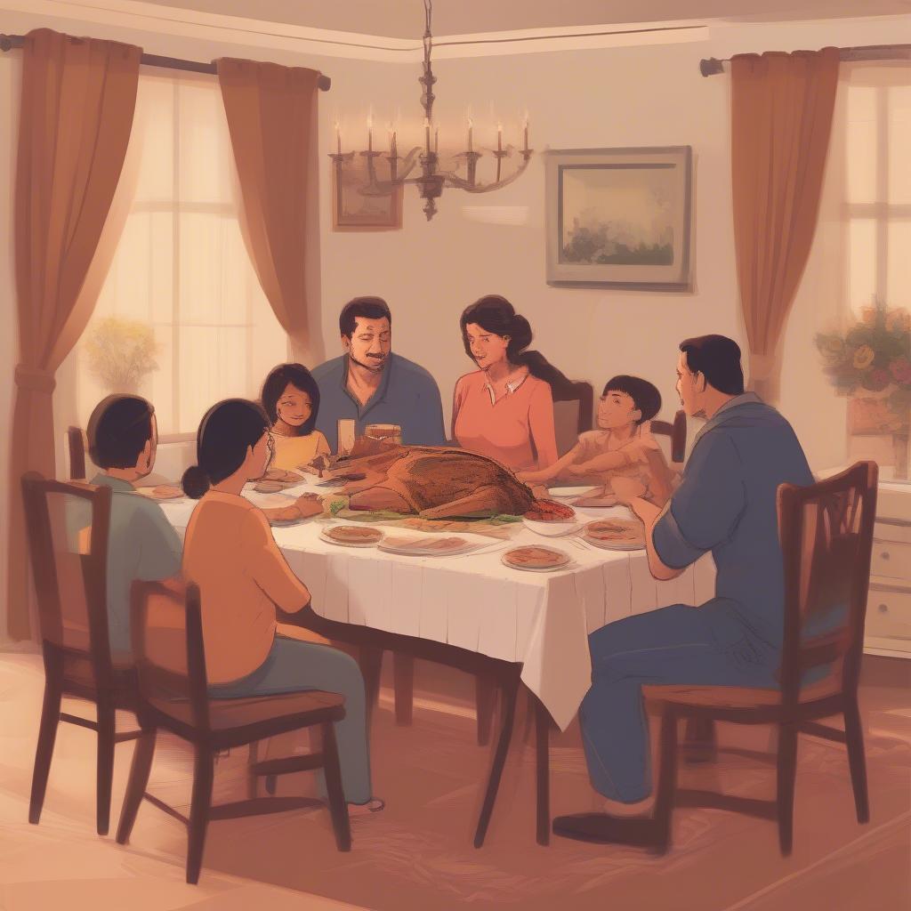 Family Having Dinner Together - Be Safe Love You