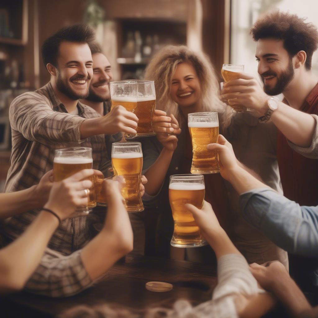 Friends Enjoying Beer Together