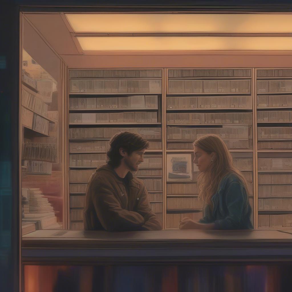 Jesse and Celine in the record store