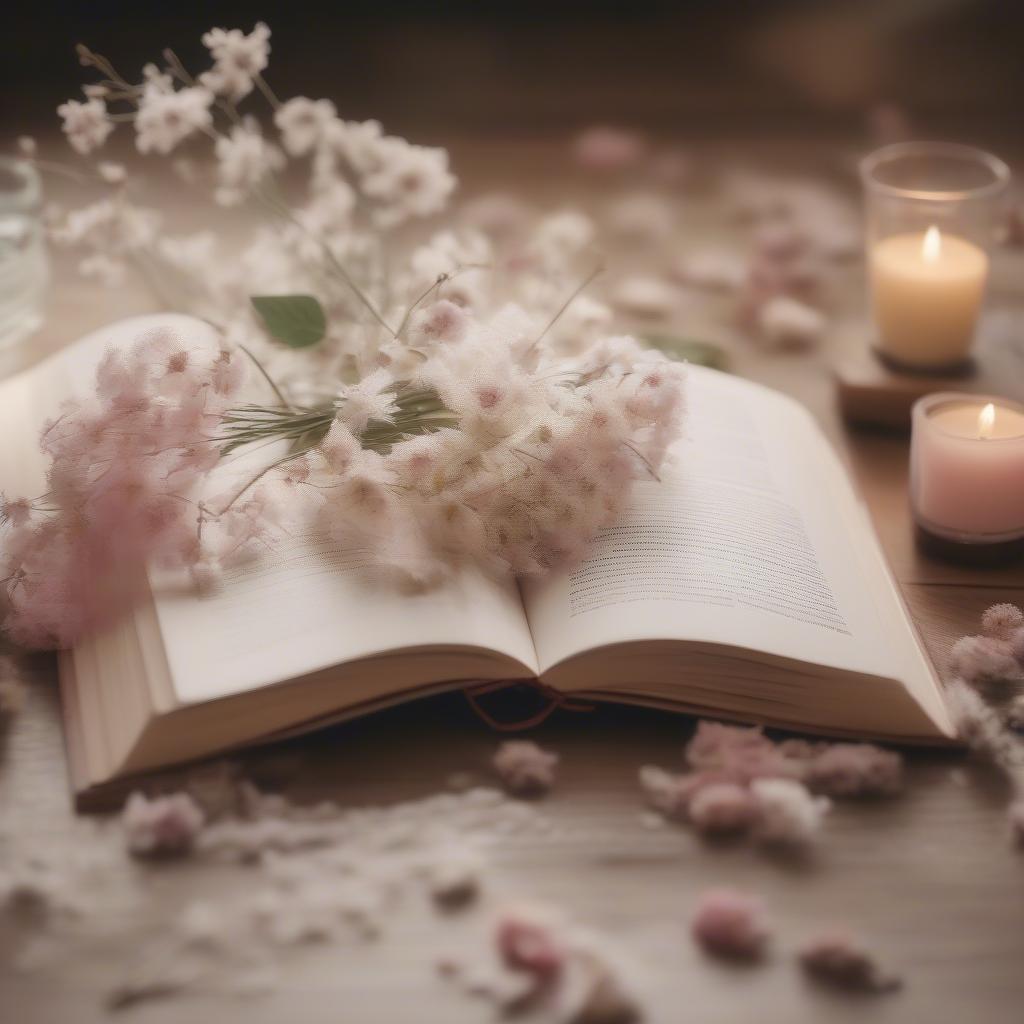 Open book with flowers representing the beauty of love quotes