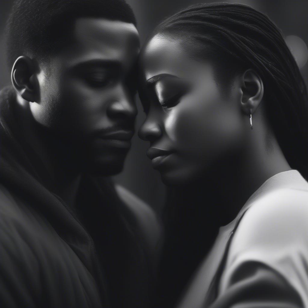 Best Black Love Movie Quotes: A romantic couple embraces, showcasing a poignant scene from a classic black love film.