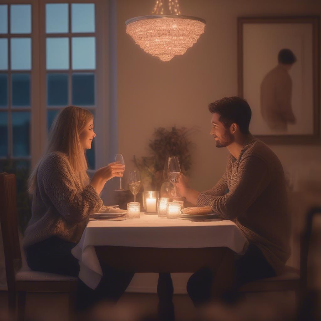 Couple having dinner, romantic date, best friends in love