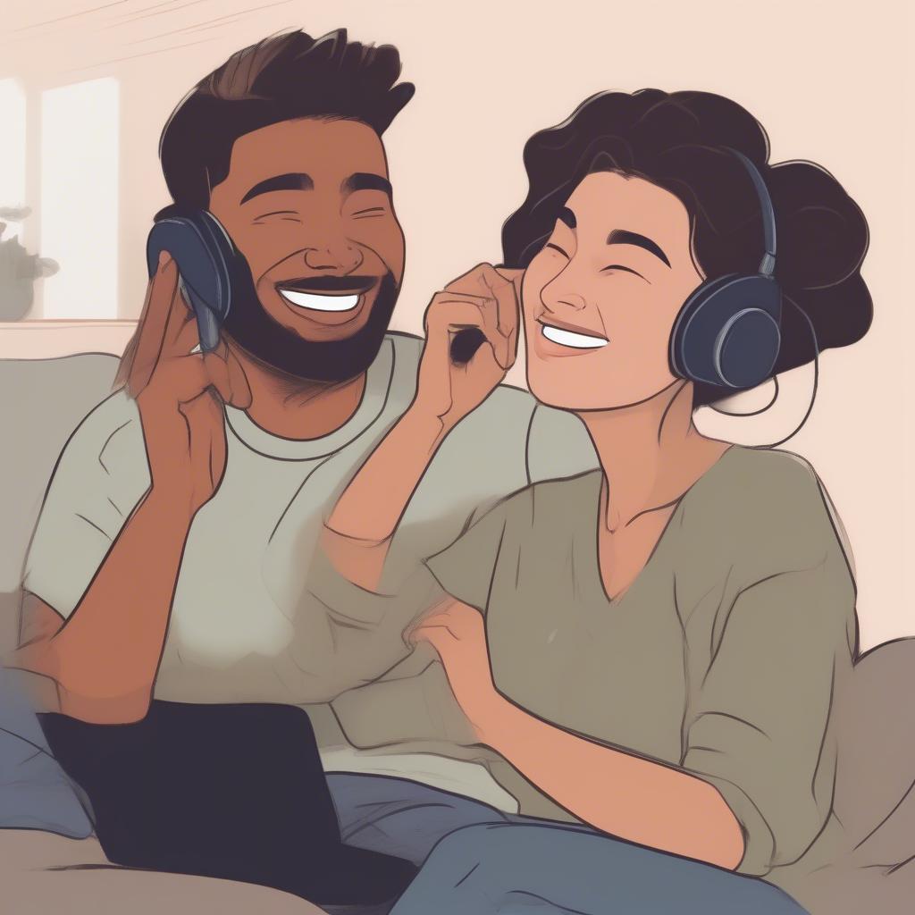 Long Distance Couple Connecting Through Video Call