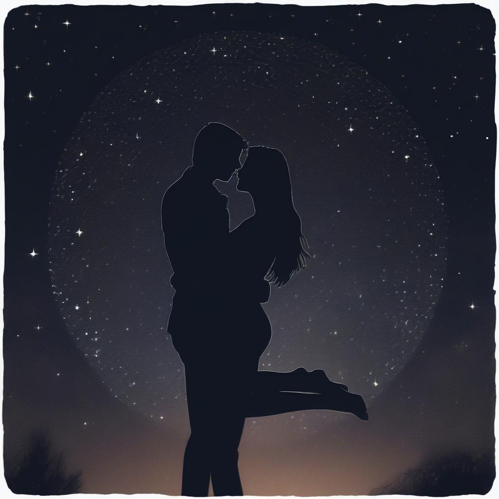 Romantic Couple Embracing Under a Starry Sky