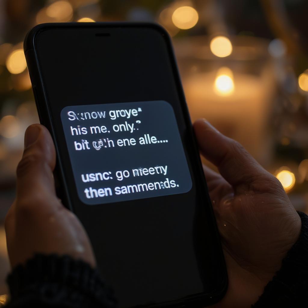 A phone displaying a romantic text message with a suggestive quote