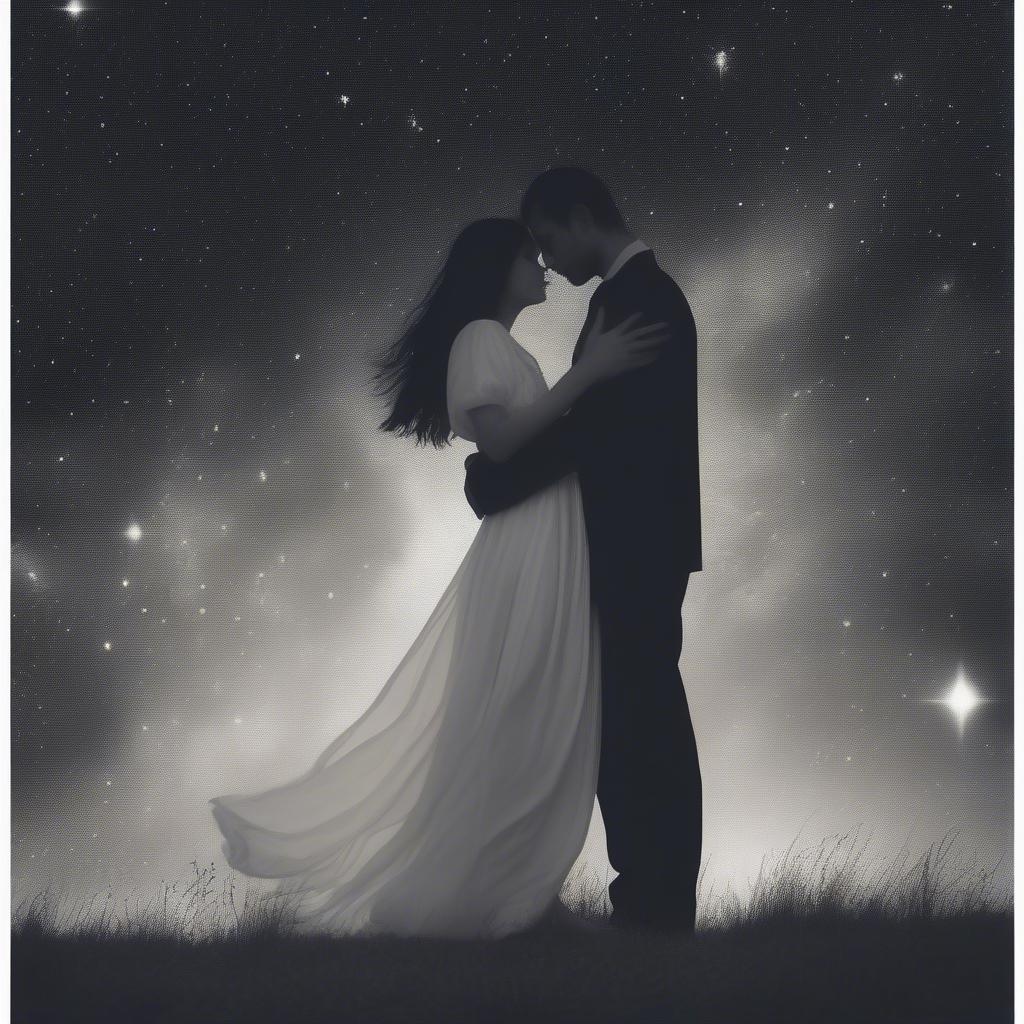 Romantic Couple Embracing under a Starry Sky