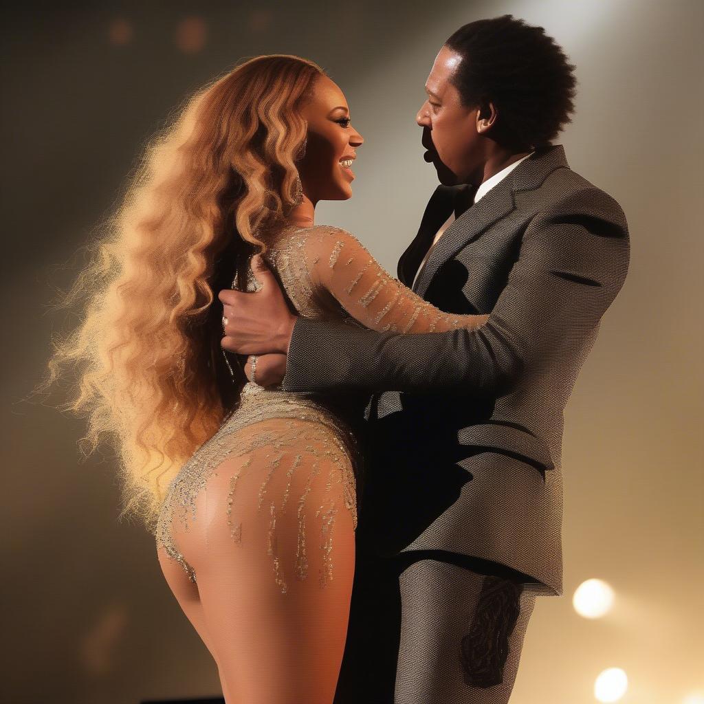 Beyonce and Jay-Z performing together on stage, showcasing their powerful connection