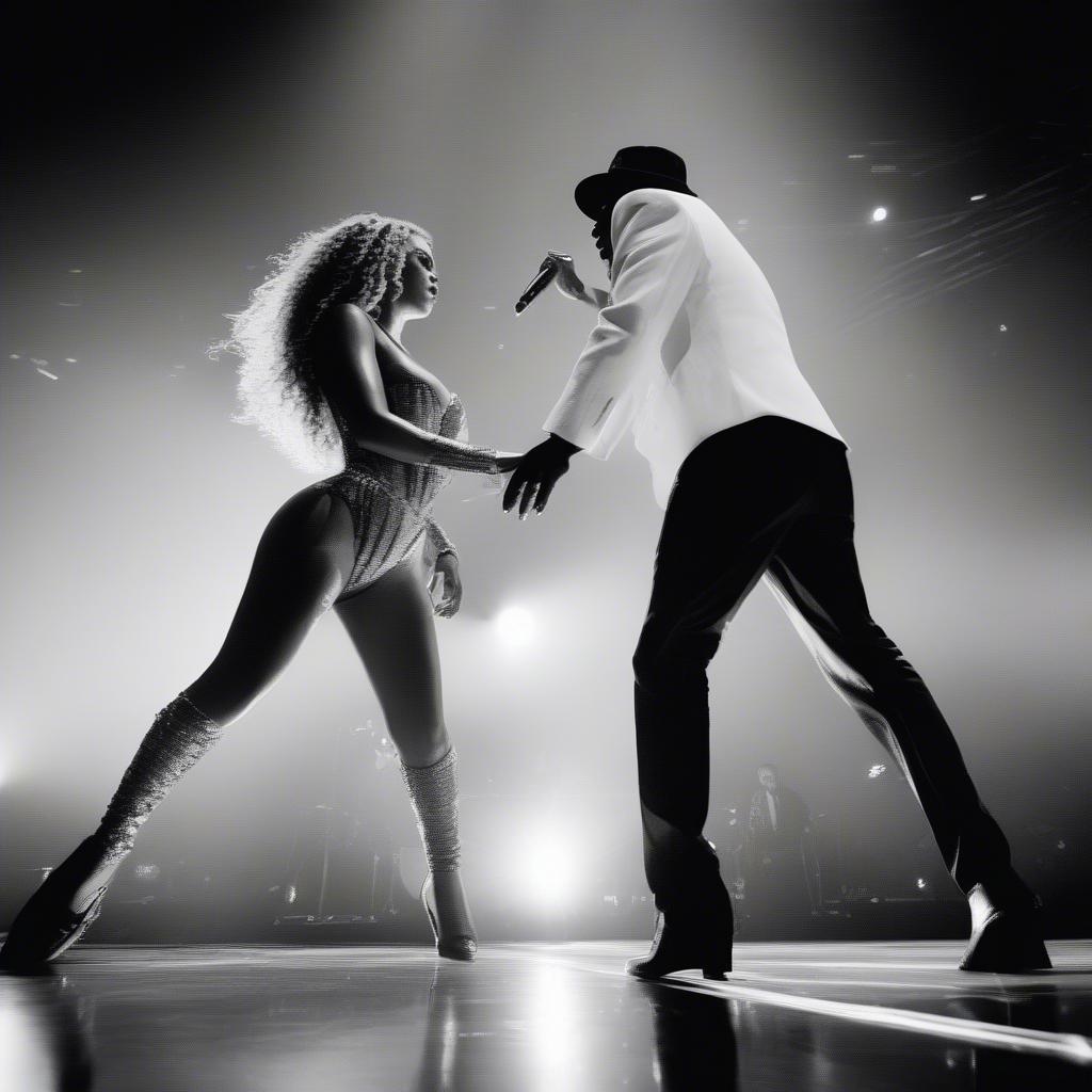 Beyonce and Jay-Z performing on stage together