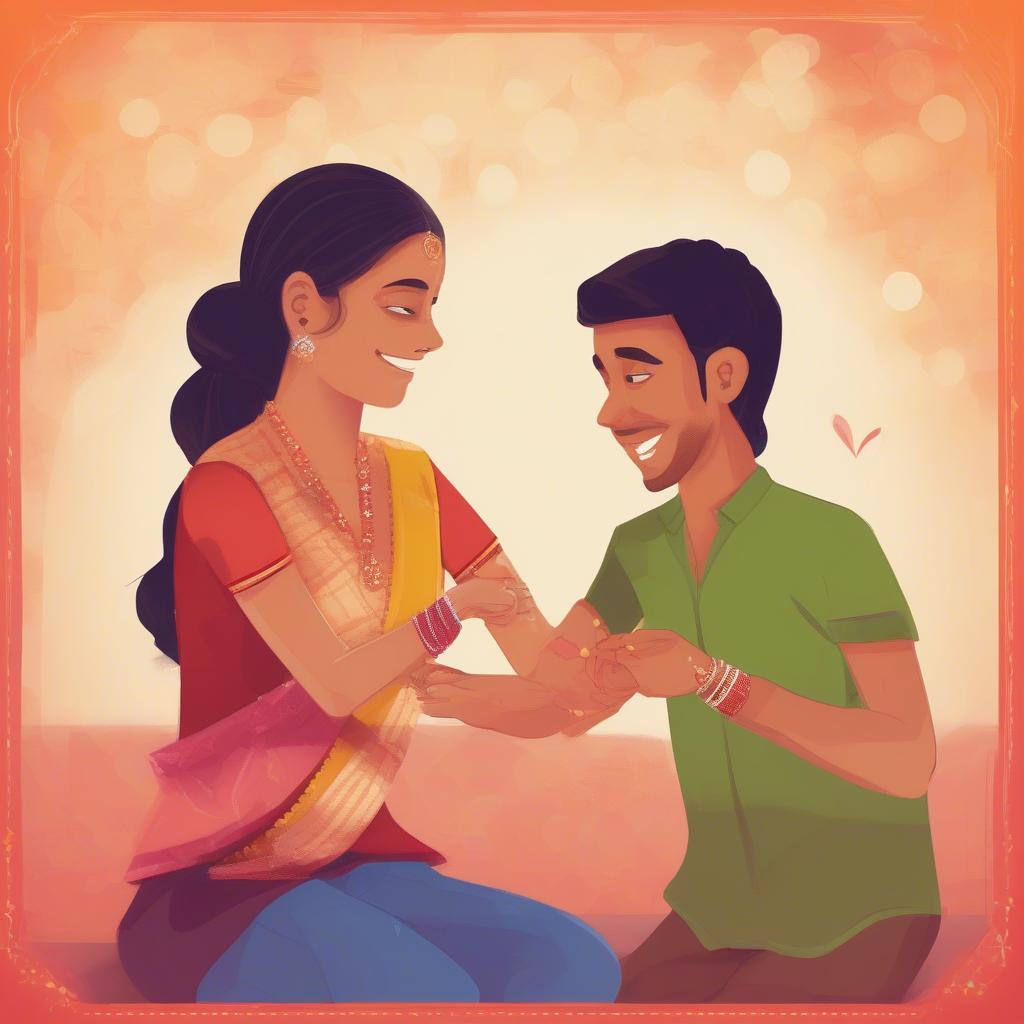 Bhaiya and Bhabhi Celebrating Raksha Bandhan