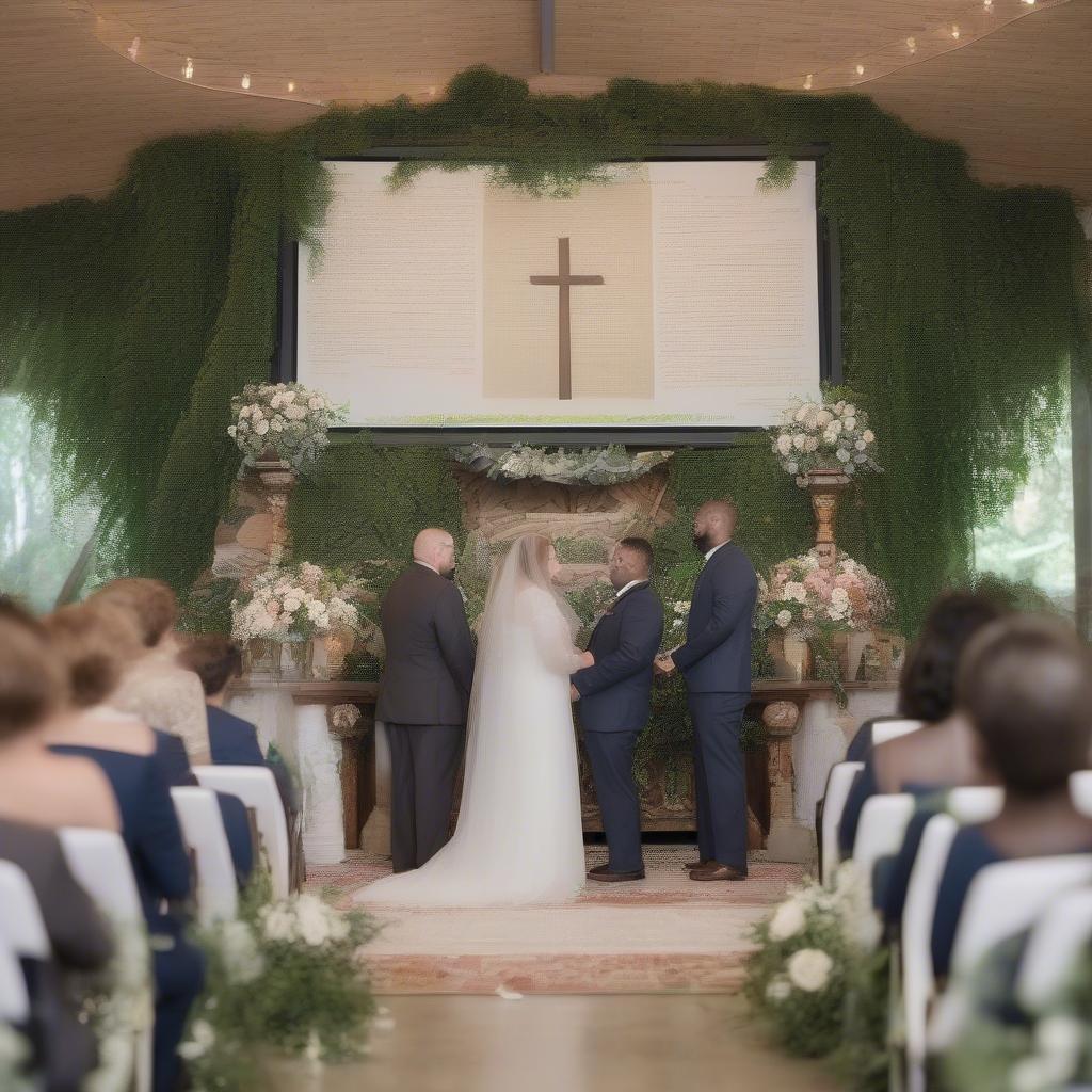 Wedding Ceremony with Bible Verse Displayed