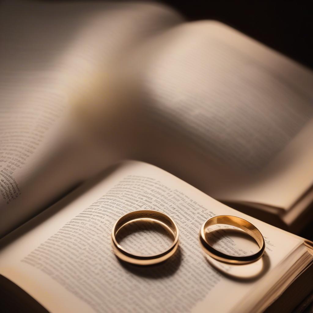 Open Bible with Wedding Rings on Top