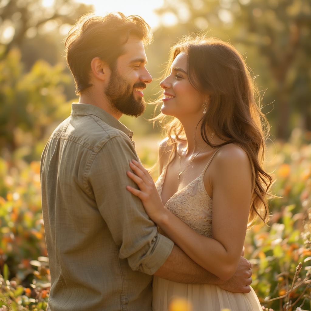 Couple embracing, symbolizing blessed love