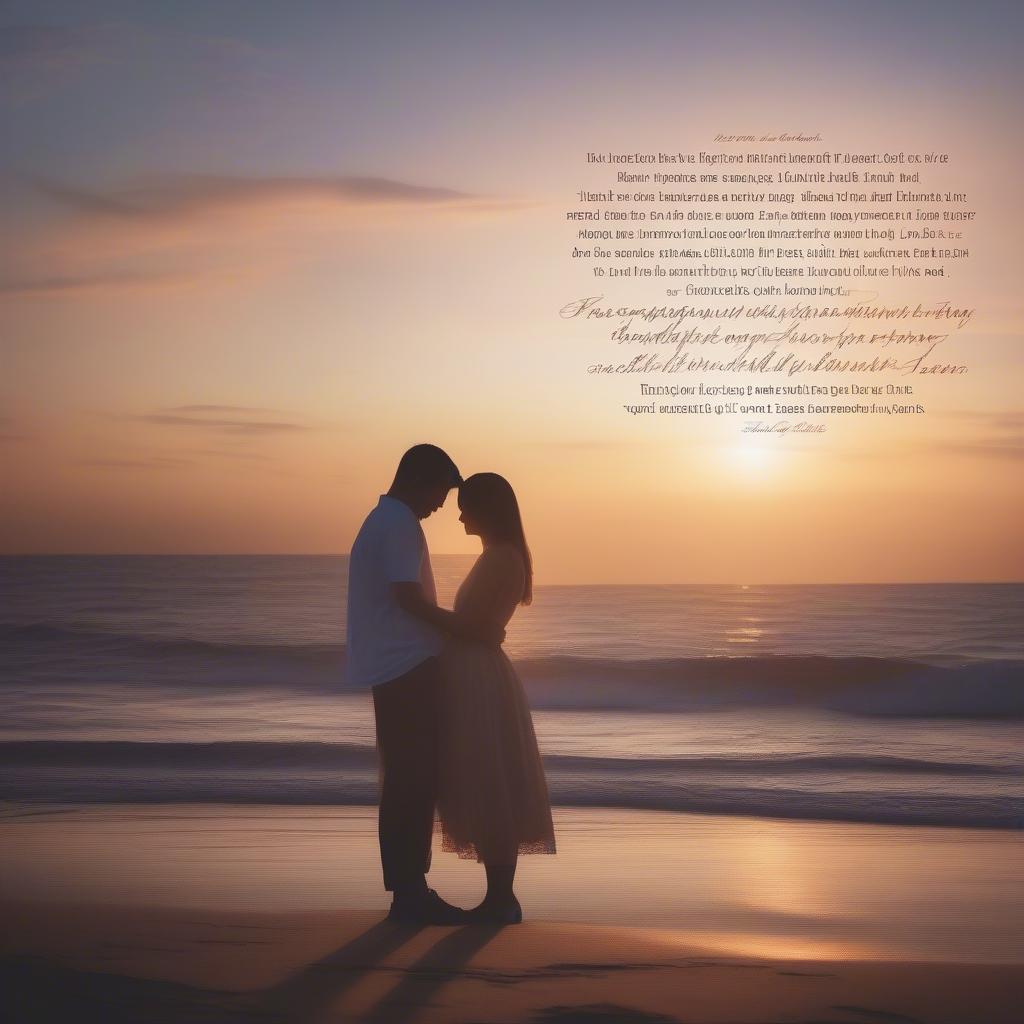 Couple Embracing with Blessing Love Quote Overlay